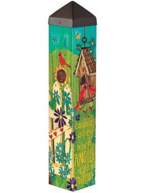 Colorful Garden Art Pole with Angels & Cardinal Birds - 20" Outdoor Decor, USA